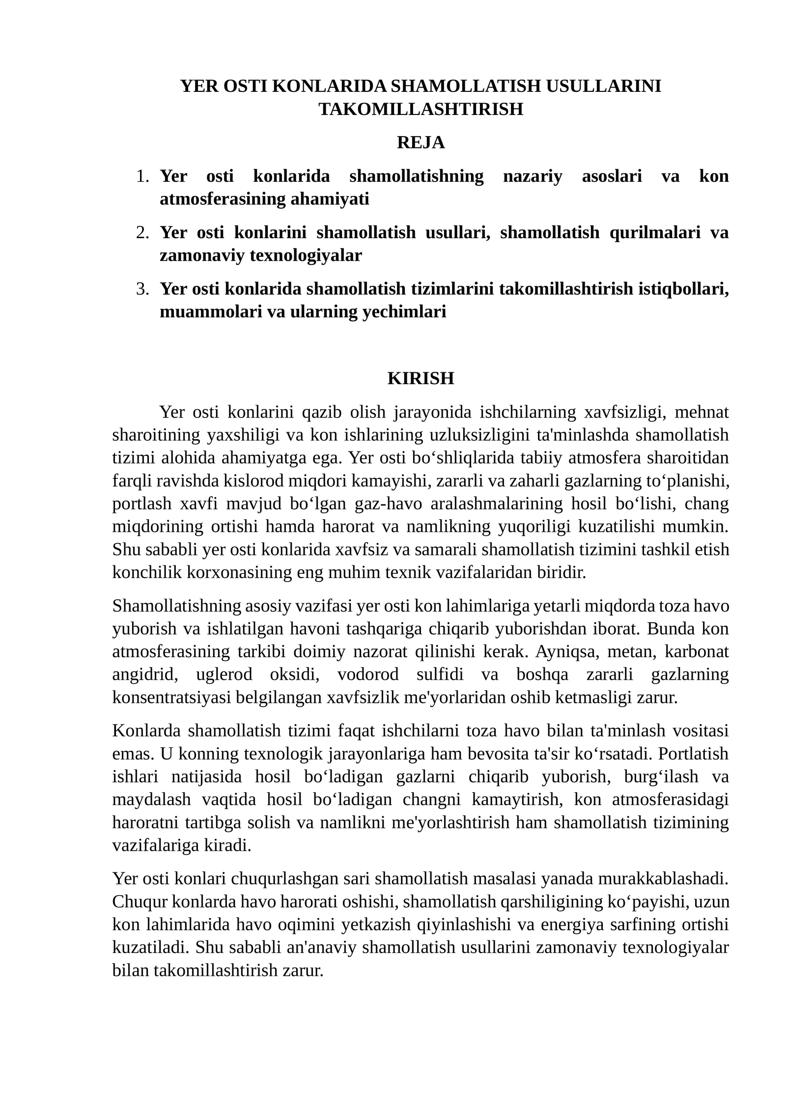 Shamollatish Usullari Yer Osti Konlarida 1