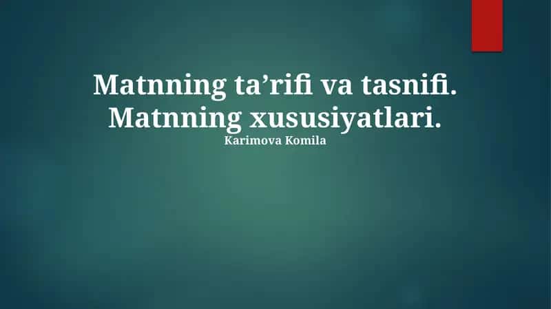 Matnning ta’rifi va tasnifi 1