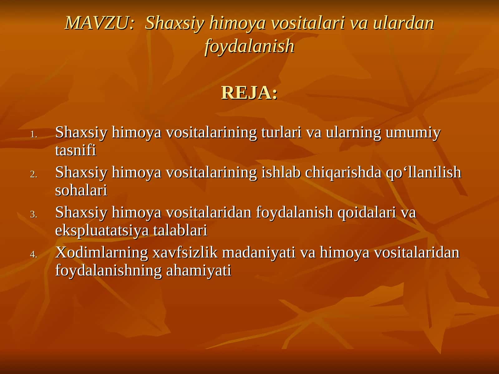 Shaxsiy himoya vositalari va ulardan foydalanish 1