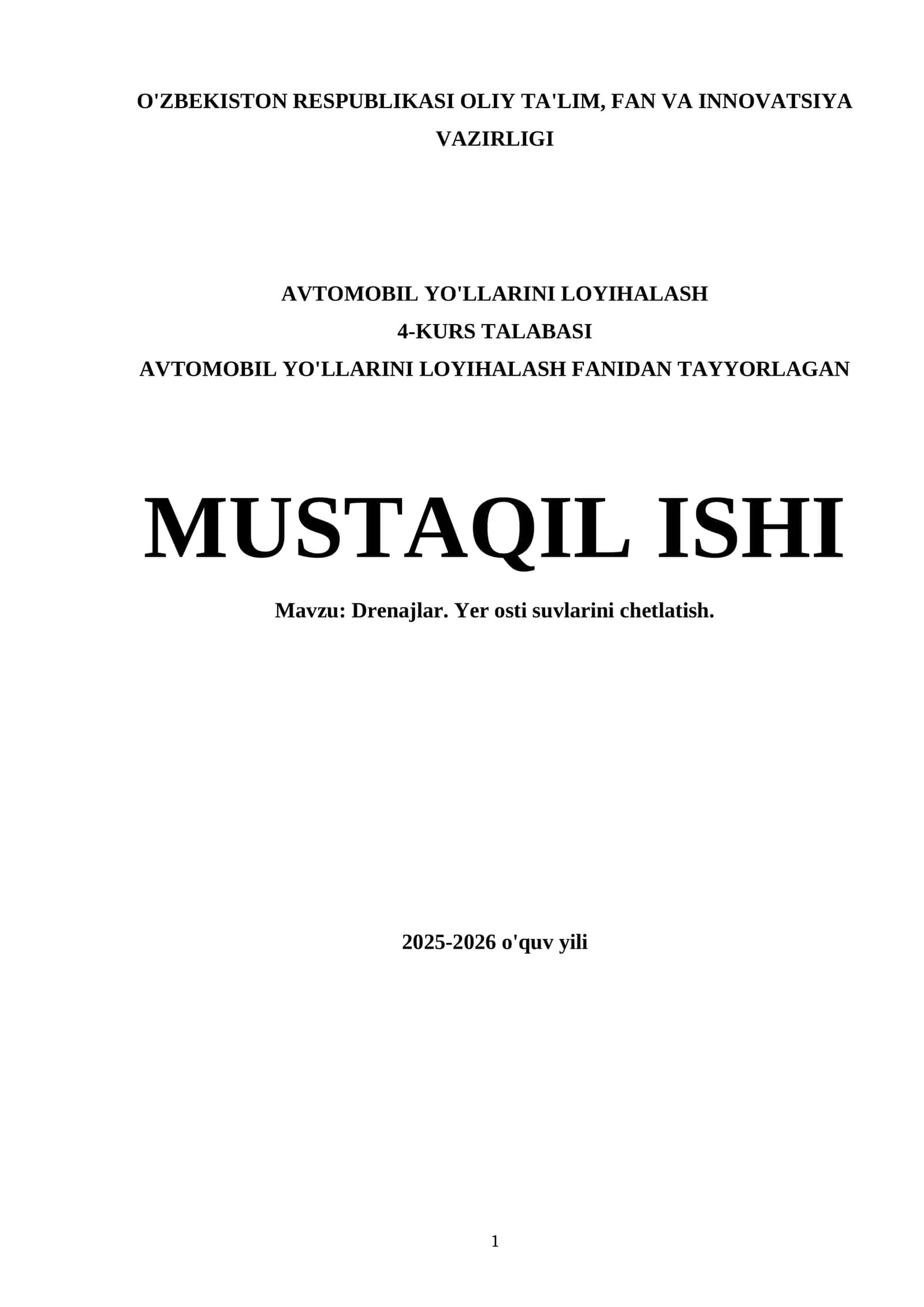 Drenajlar. Yer osti suvlarini chetlatish 1