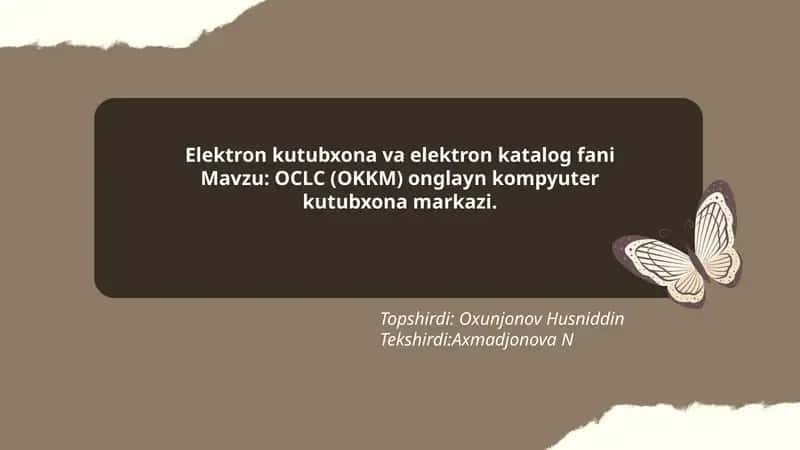 OCLC (OKKM) onlayn kompyuter kutubxona markazi 1
