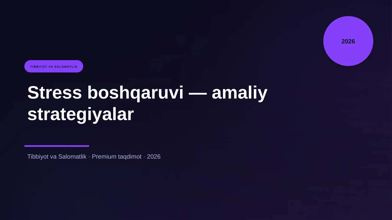 Stress boshqaruvi — amaliy strategiyalar 1