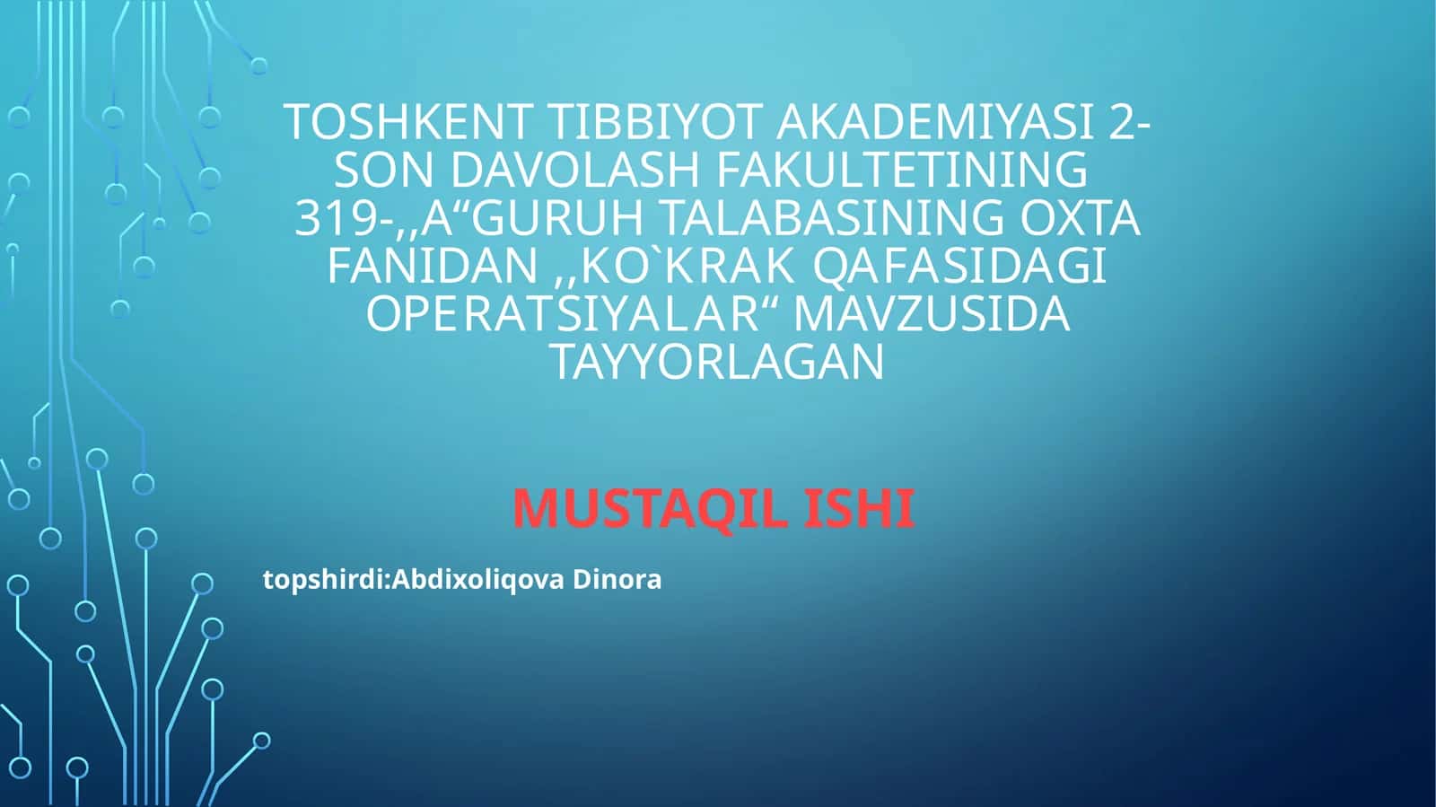 Ko`krak qafasidagi operatsiyalar 1