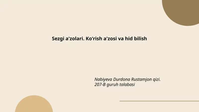 Sezgi a'zolari. Ko'rish a'zosi va hid bilish 1
