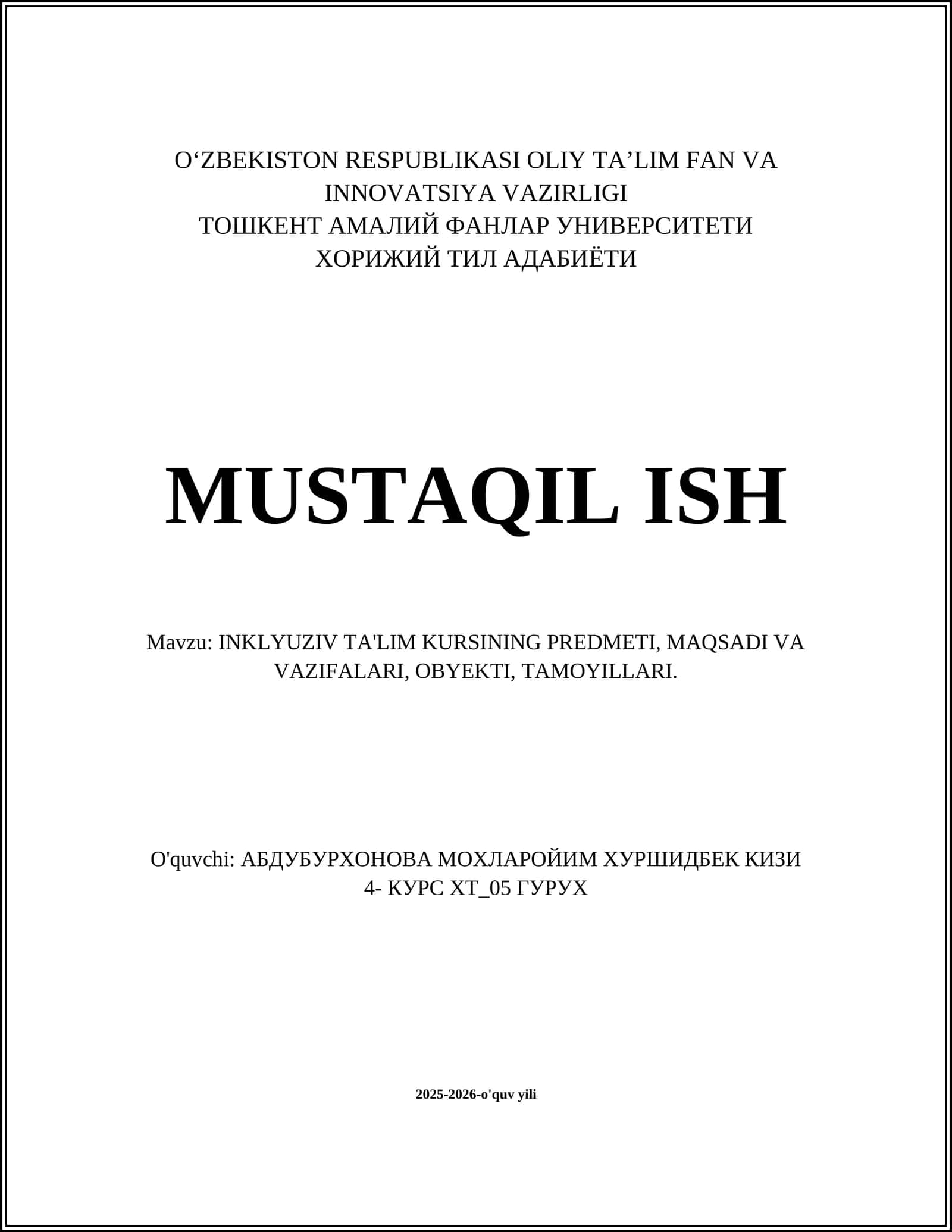 INKLYUZIV TA'LIM KURSI 1