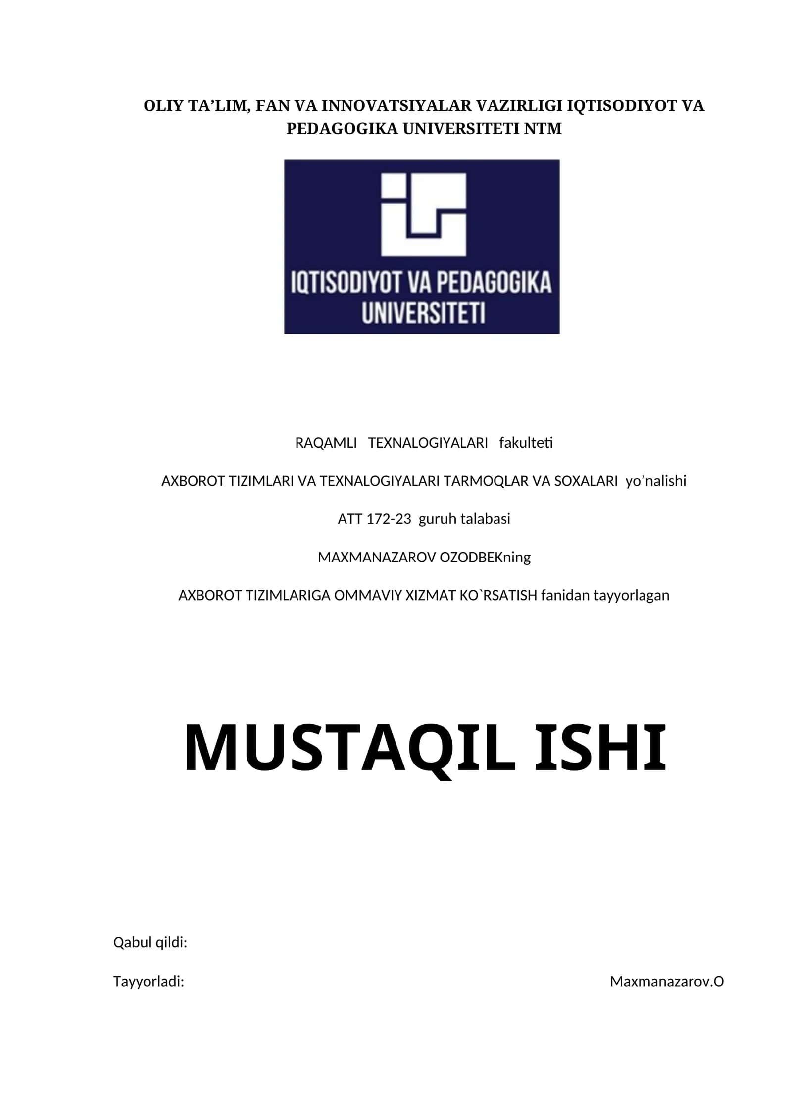 Ommaviy xizmat ko‘rsatish nazariyasi va uning rivojlanish tarixi 1