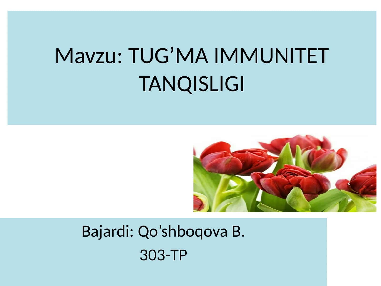 TUG’MA IMMUNITET TANQISLIGI 1