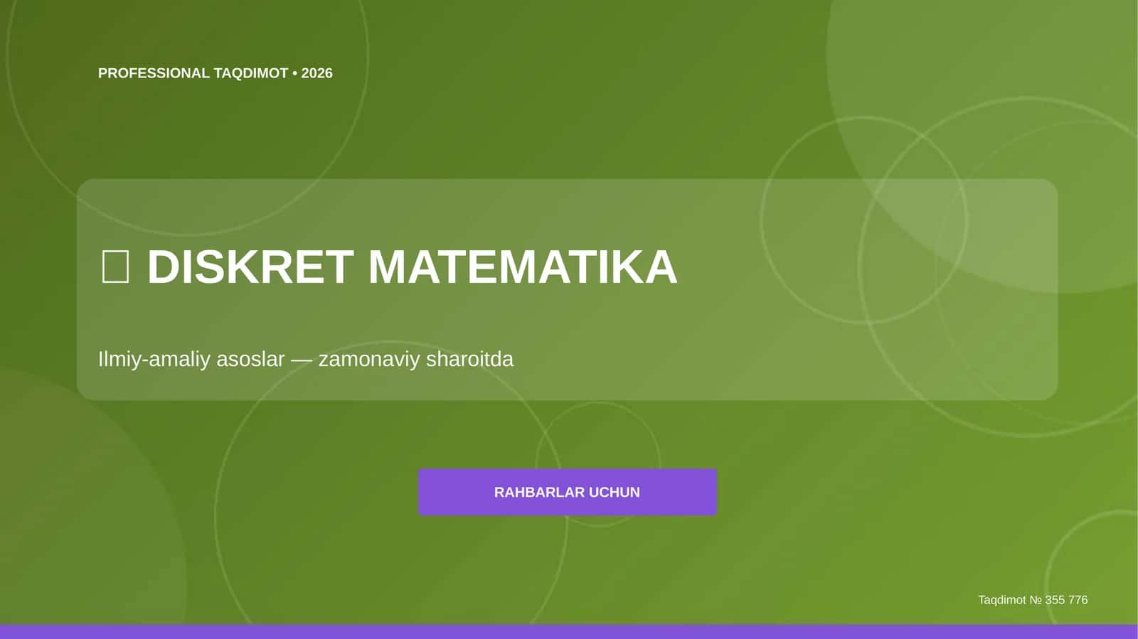 Diskret matematika: ilmiy-amaliy asoslar 1