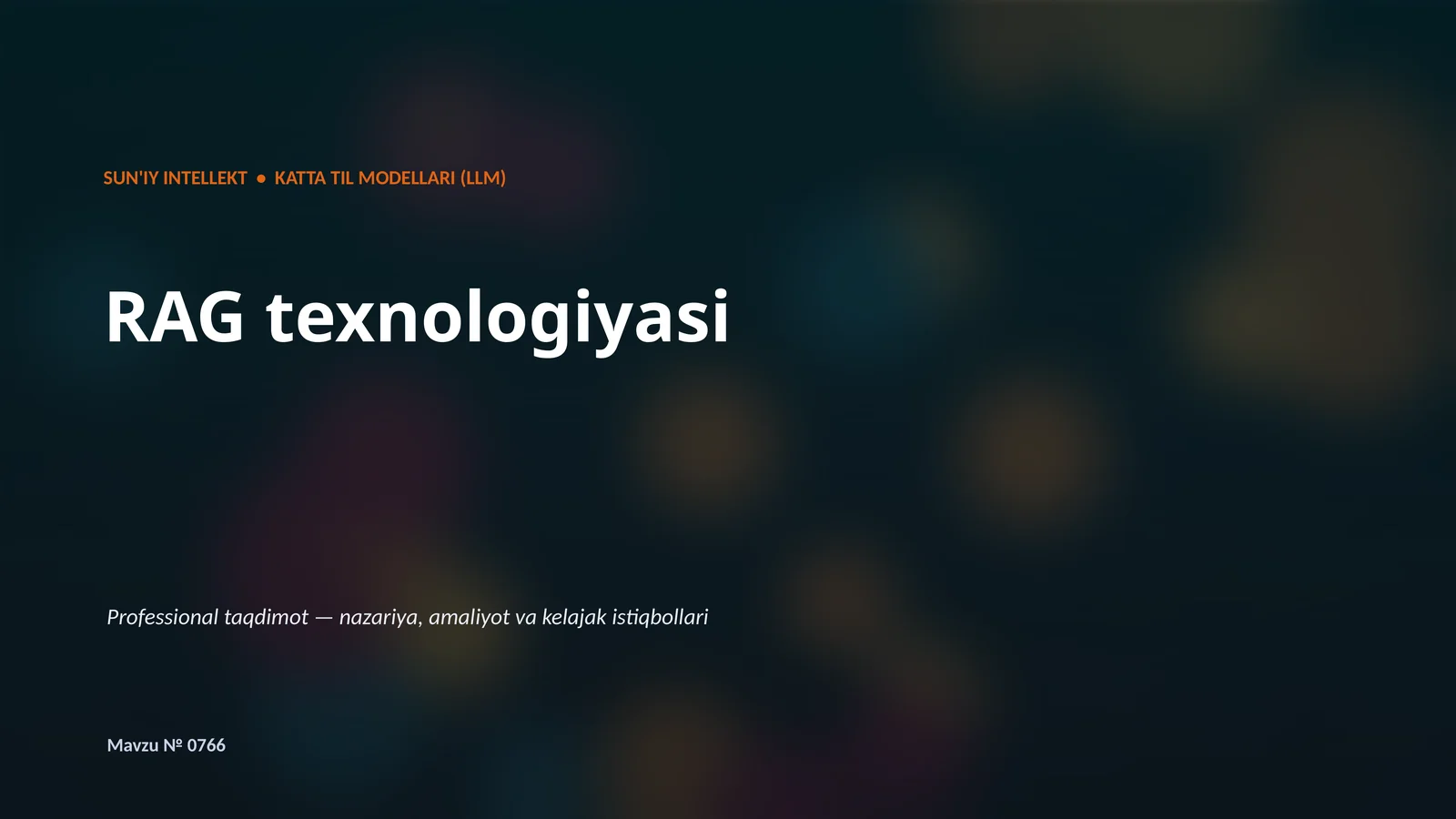 SUN'IY INTELLEKT • KATTA TIL MODELLARI (LLM) 1