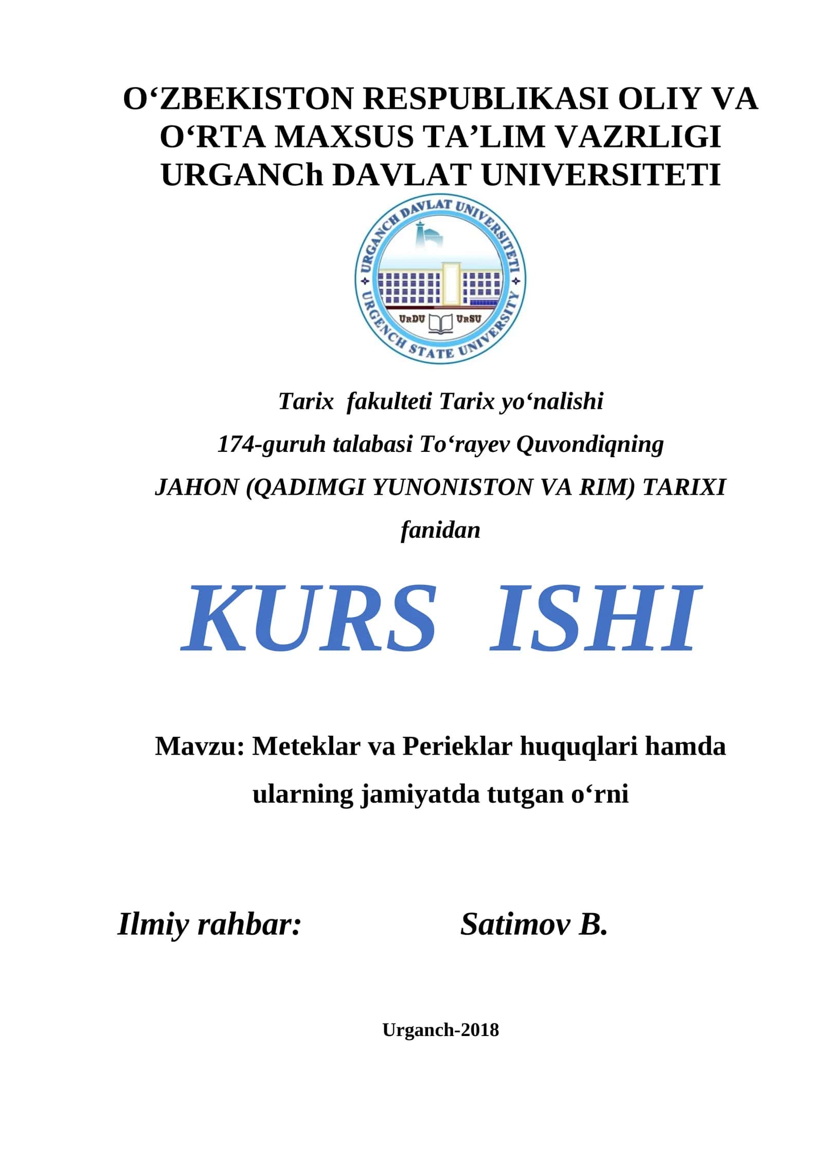 Meteklar va Perieklar huquqlari hamda ularning jamiyatda tutgan o‘rni 1