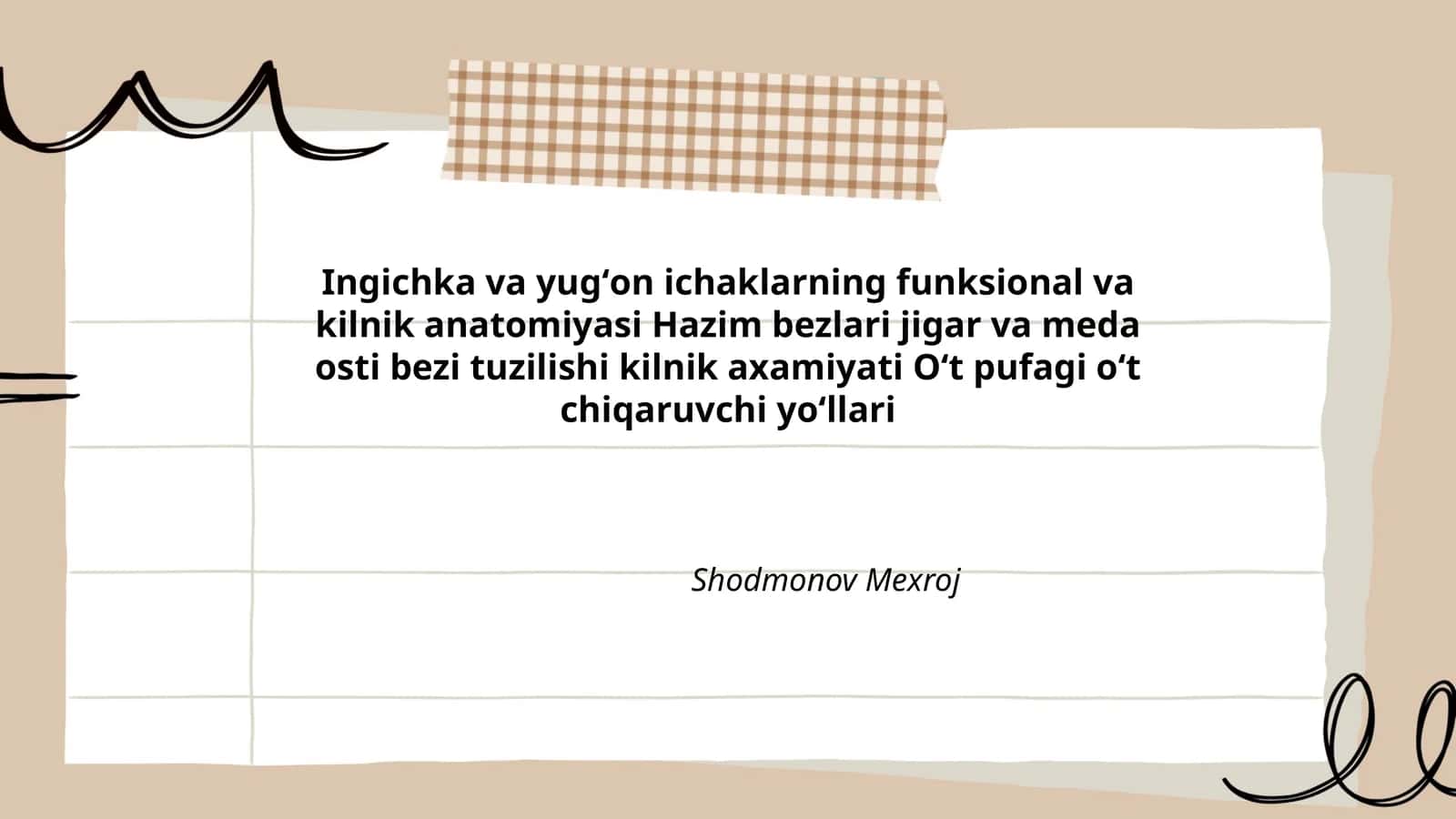 Ingichka va yugʻon ichaklarning funksional va kilnik anatomiyasi 1