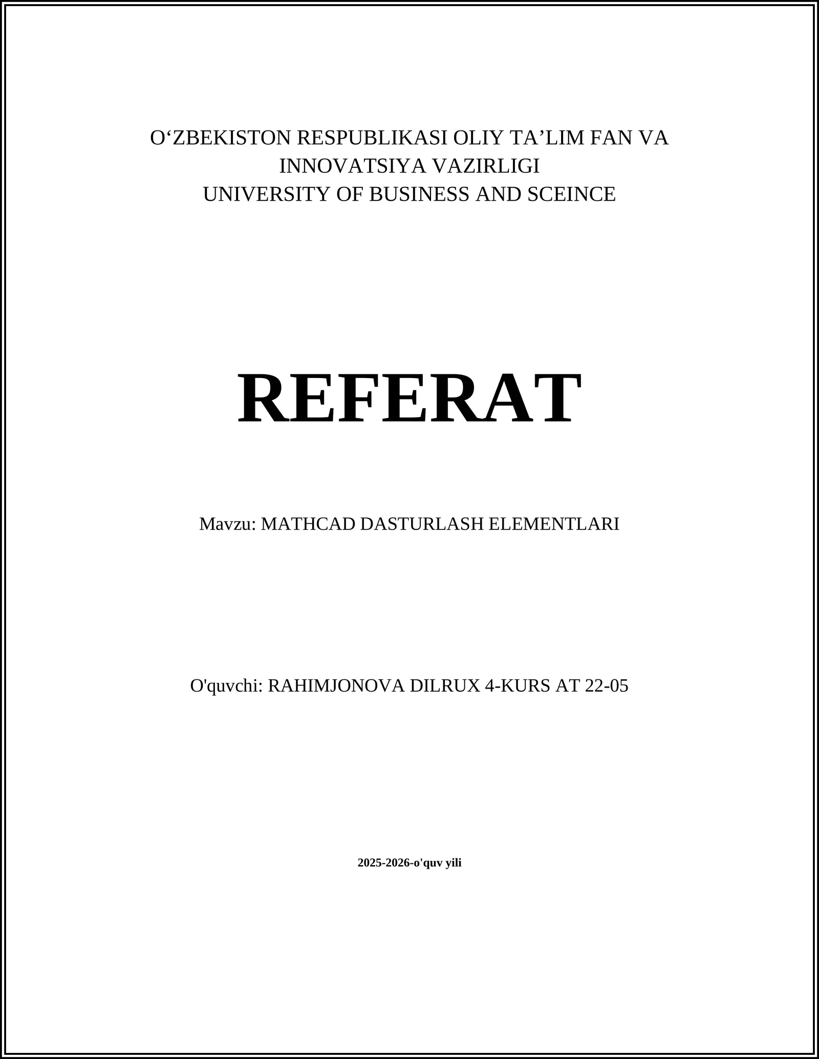 Mathcad Dasturlash Elementlari 1