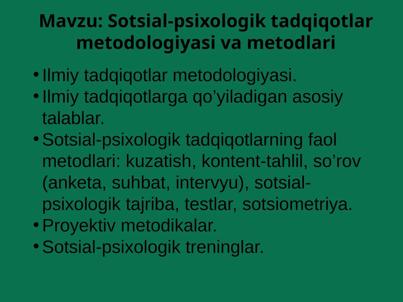 Sotsial-psixologik tadqiqotlar metodologiyasi va metodlari 1