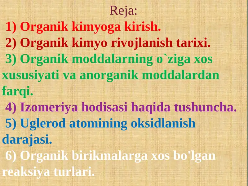 Organik Kimyo 1