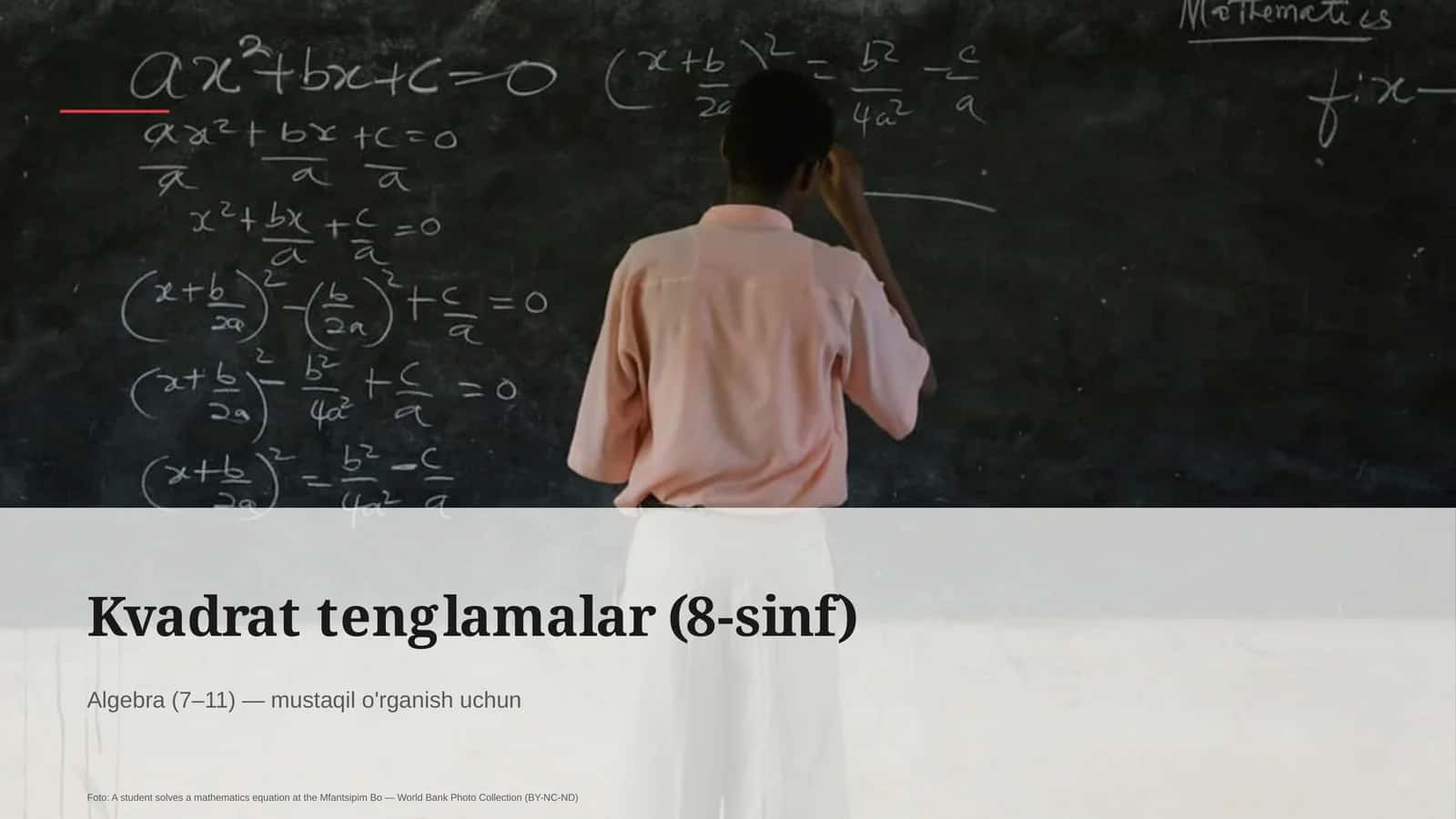 Kvadrat tenglamalar (8-sinf) 1