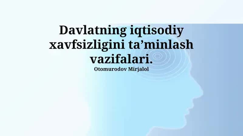 Davlatning iqtisodiy xavfsizligini ta'minlash vazifalari 1