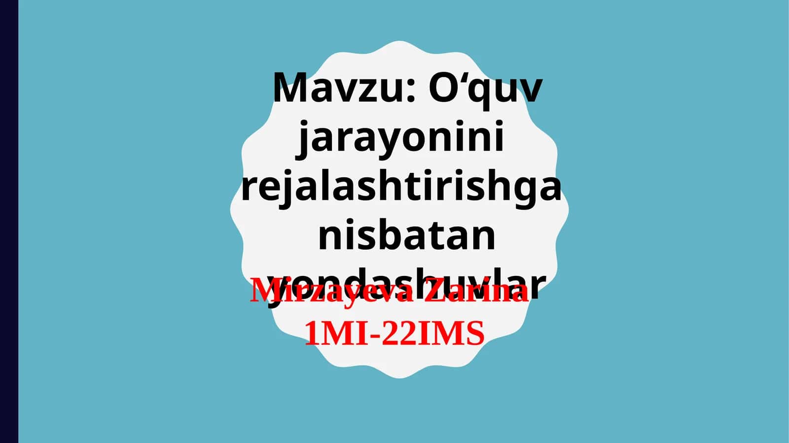 O‘quvjarayonini rejimashtirish 1