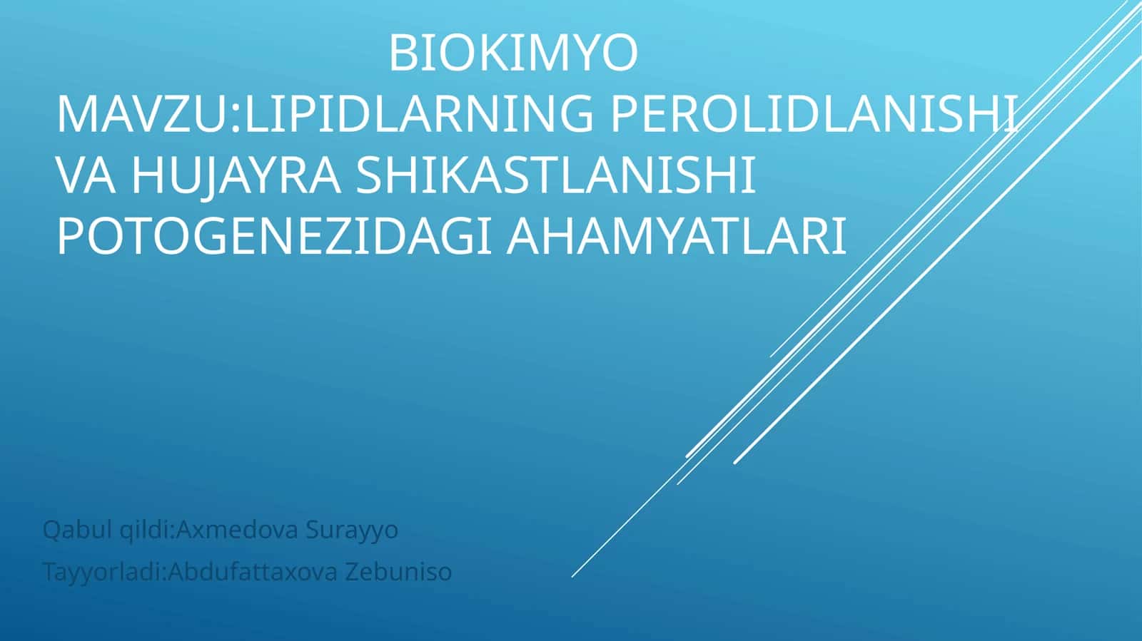 Lipidlarning perolidlanishi va hujayra shikastlanishi potogenezidagi ahamiyatlari 1