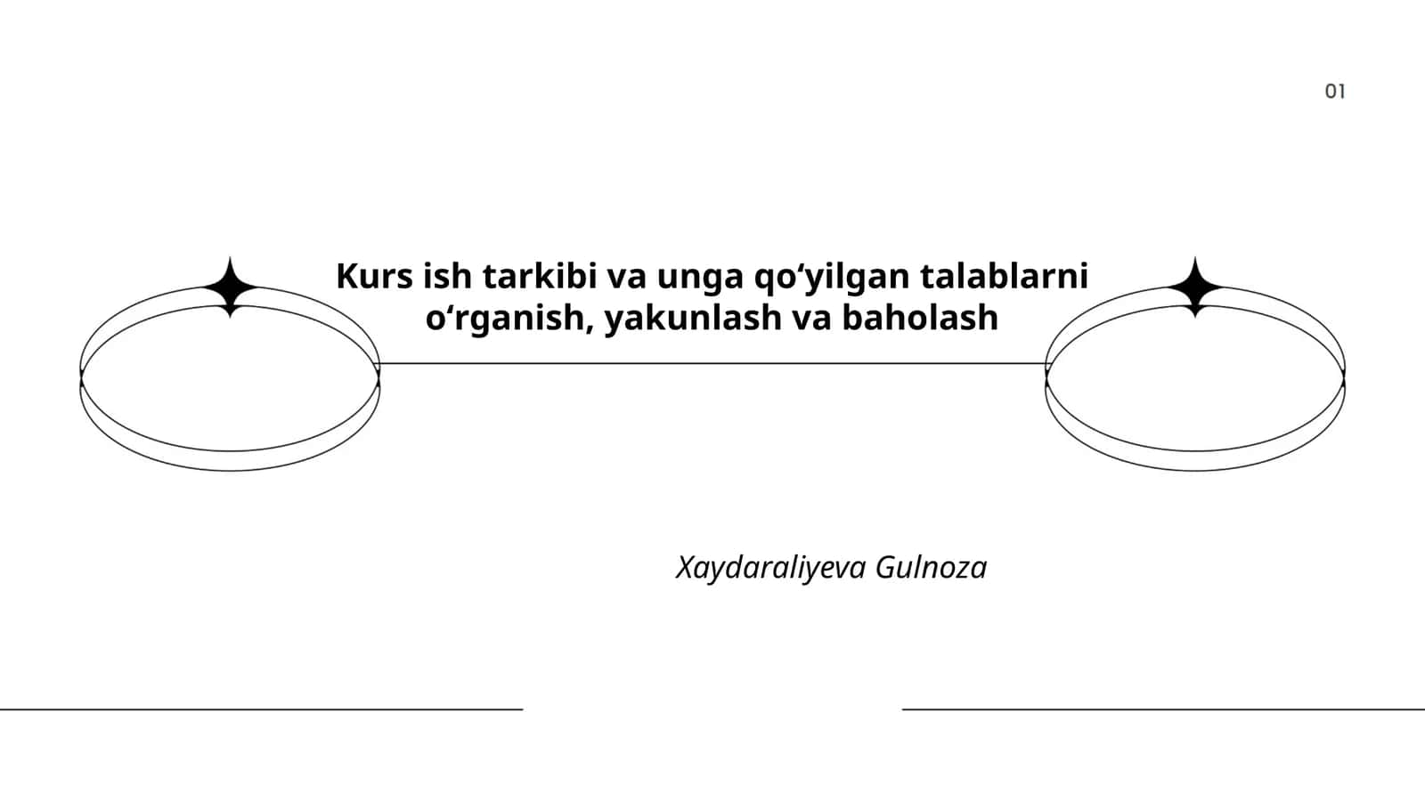 Kurs ish tarkibi va unga qoʻyilgan talablarni oʻrganish, yakunlash va baholash 1