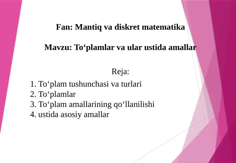 Mantiq va diskretmatematika 1