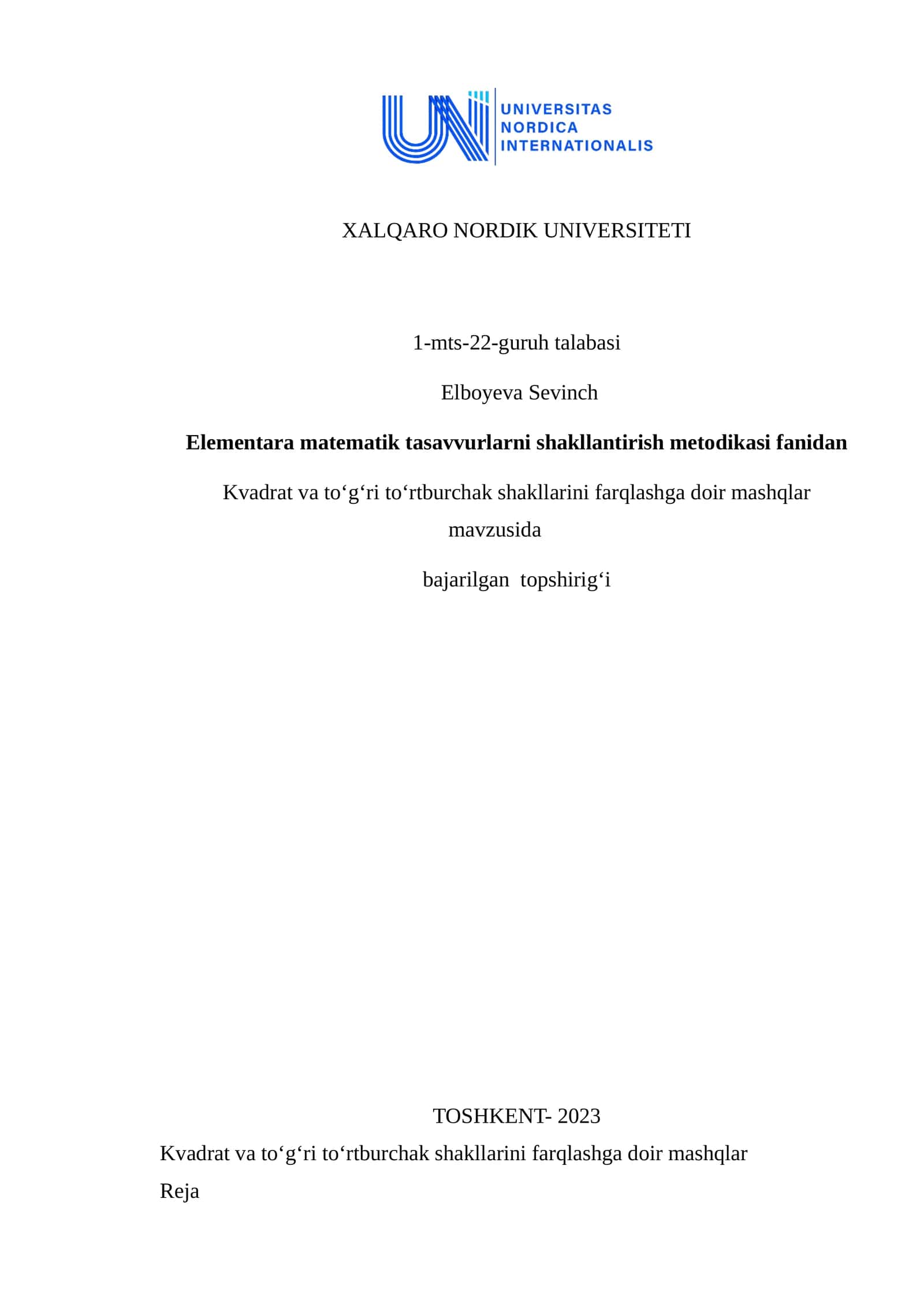 Kvadrat va toʻgʻri toʻrtburchak shakllarini farqlashga doir mashqlar 1