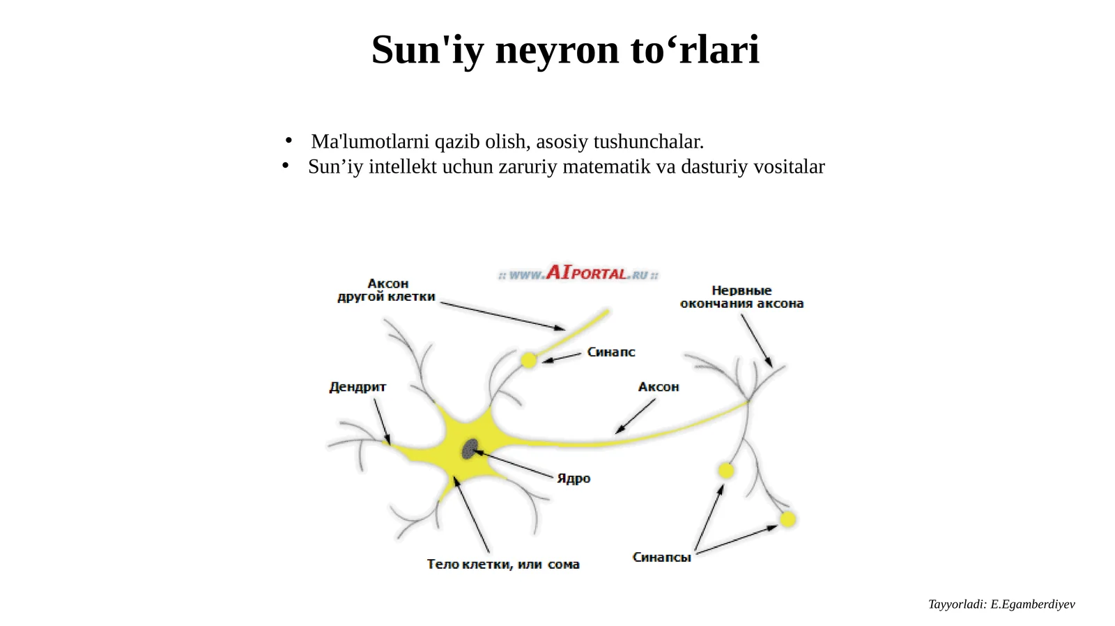 Sun'iy neyron to‘rlari 1