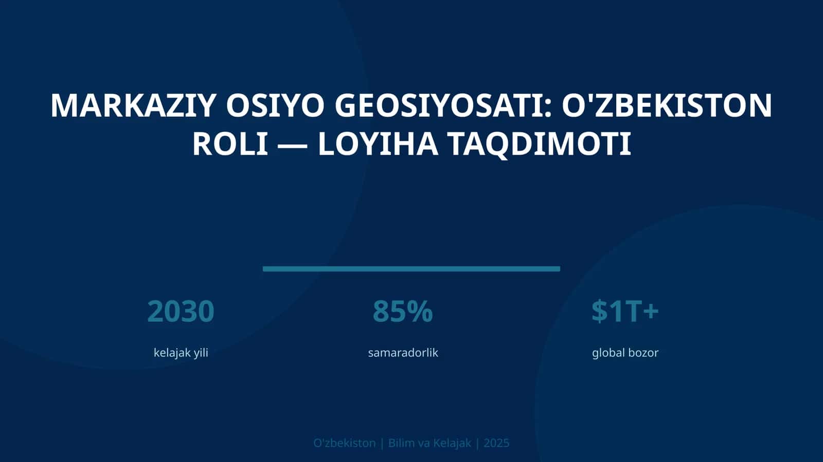 Markaziy Osiyo Geosiyosati: O'zbekiston roli — loyiha taqdimoti 1