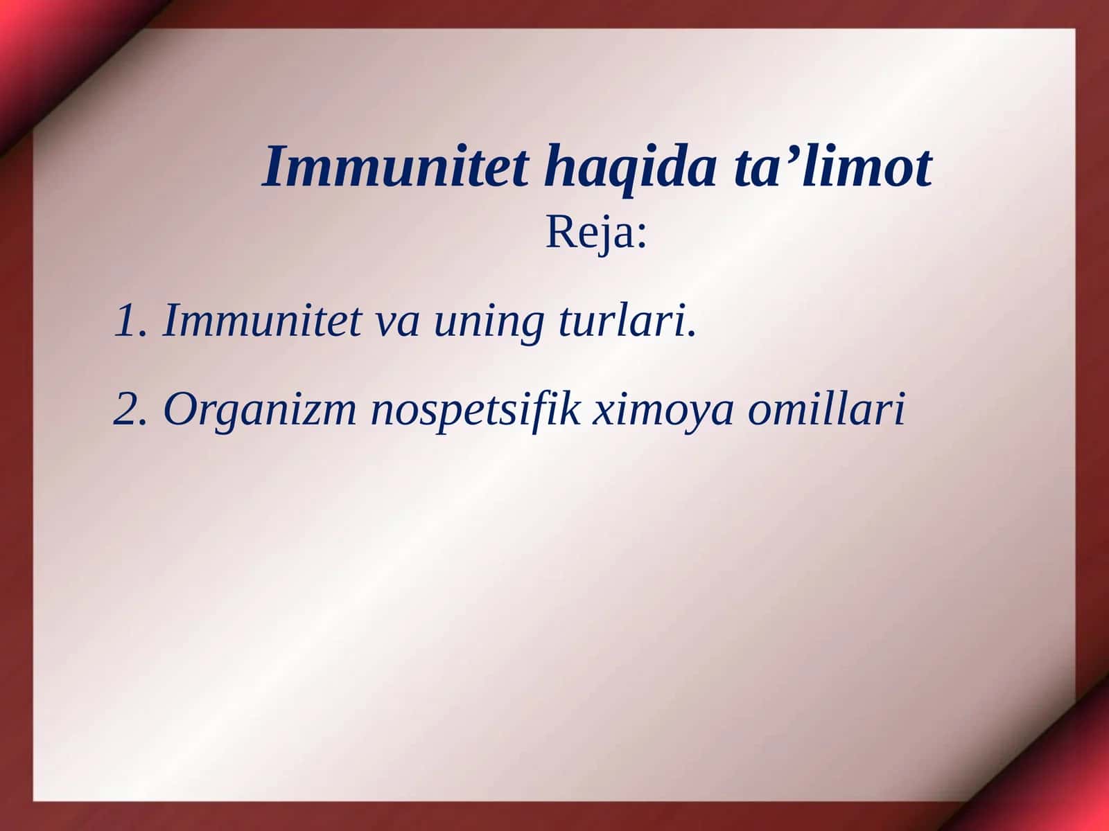 Immunitet haqida ta’limot 1