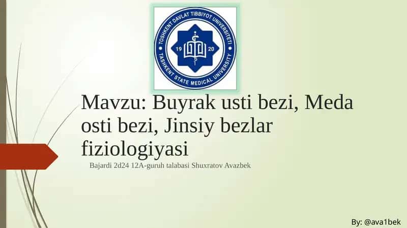 Buyrak usti bezi, Meda osti bezi, Jinsiy bezlar fiziologiyasi 1