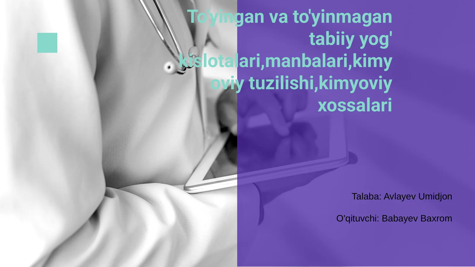 To'yingan va to'yinmagan yog' kislotalari 1