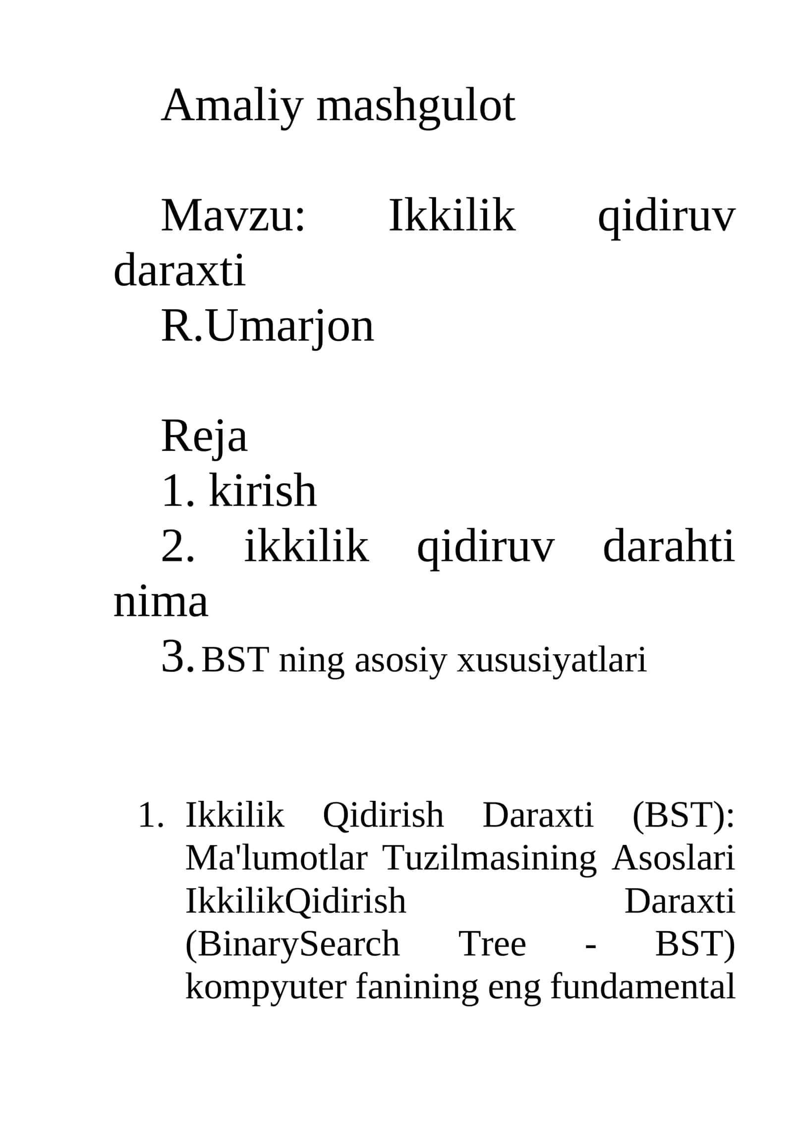 Ikkilik Qidiruv Daraxti 1