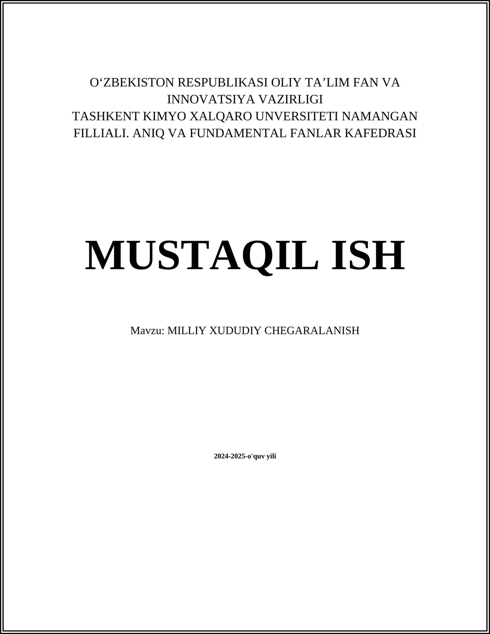 MILLIY XUDUDIY CHEGARALANISH 1