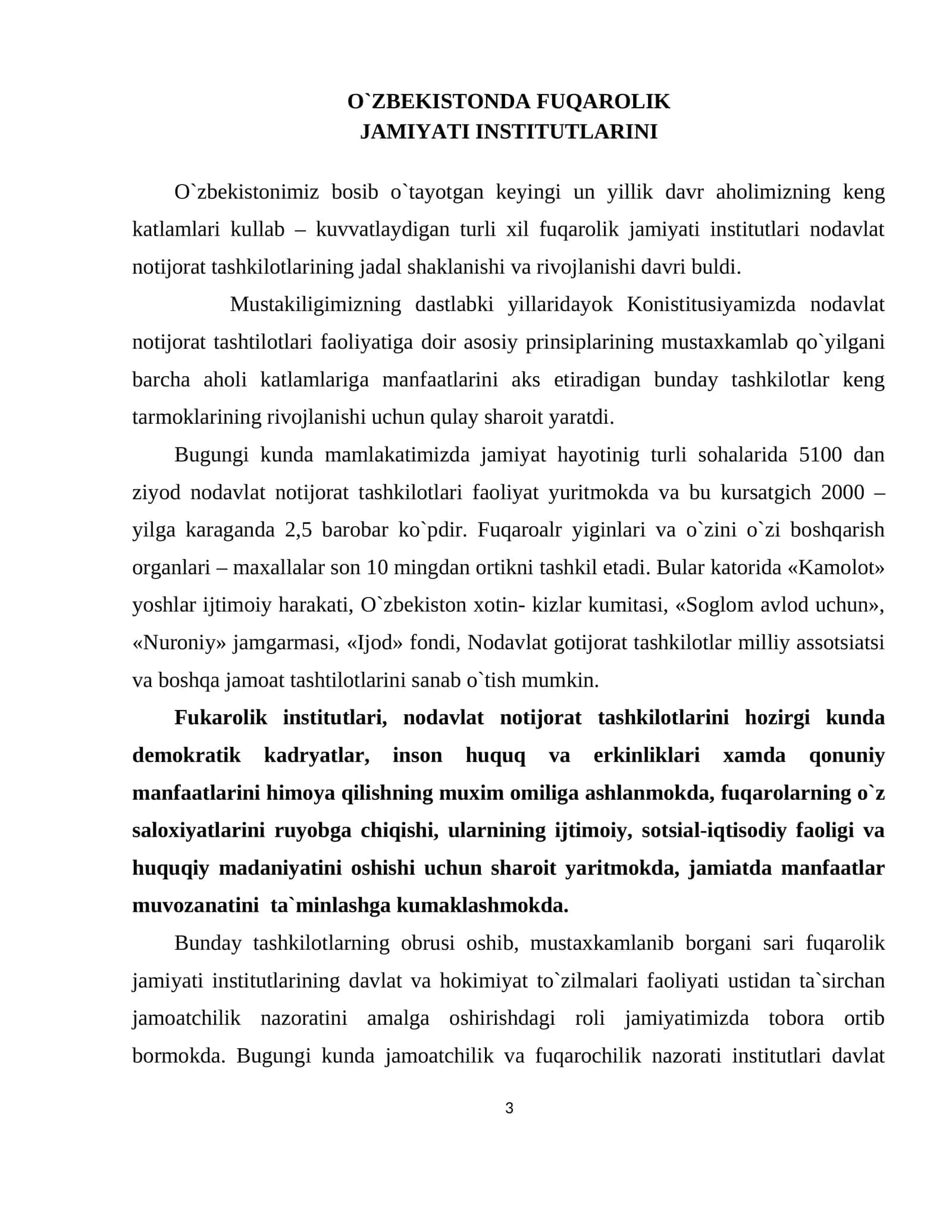 O`ZBEKISTONDA FUQAROLIK JAMIYATI INSTITUTLARINI 1