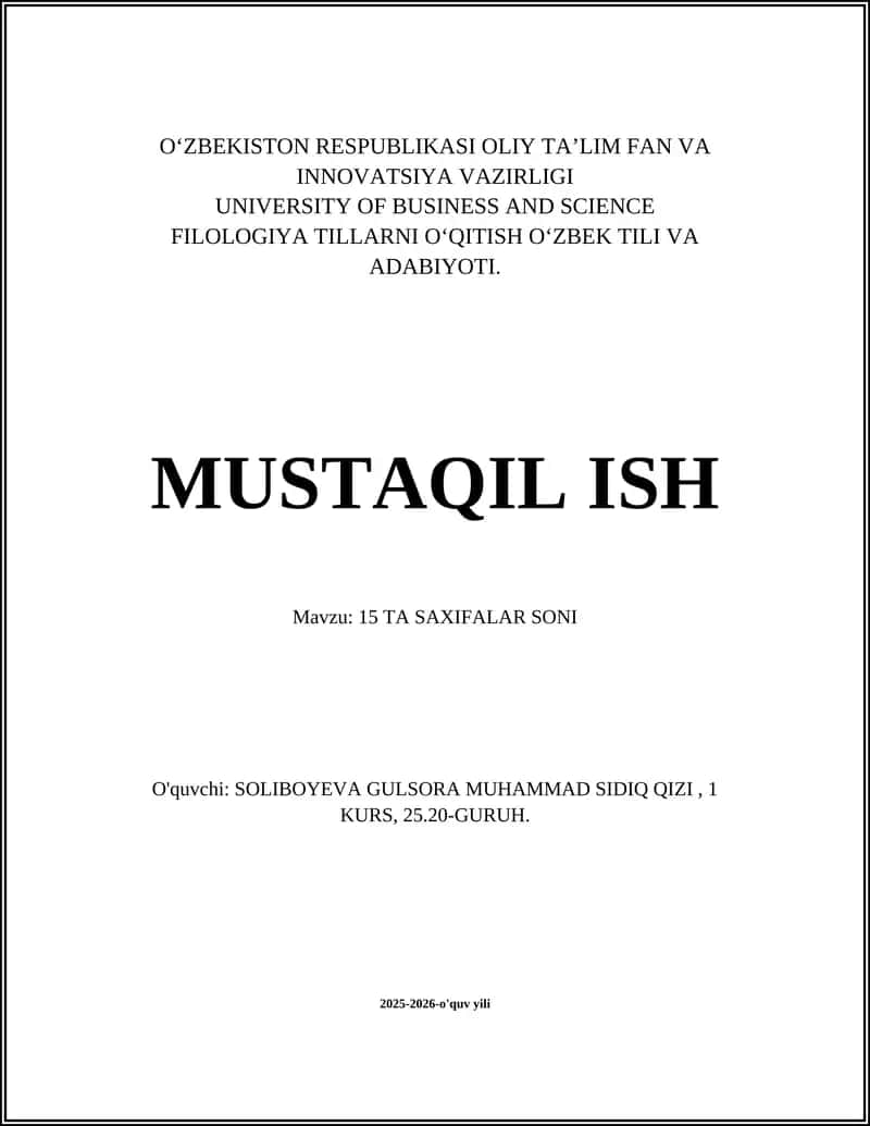 Filologiya Tillarni O‘qitish O‘zbek Tili va Adabiyoti 1