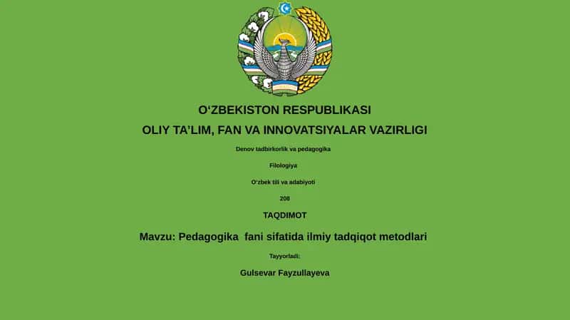 Pedagogika fani sifatida ilmiy tadqiqot metodlari 1