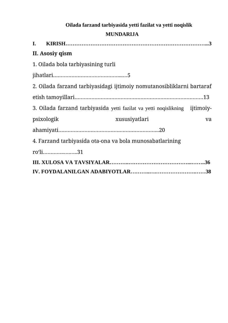 Oilada farzand tarbiyasida yetti fazilat va yetti noqislik 1