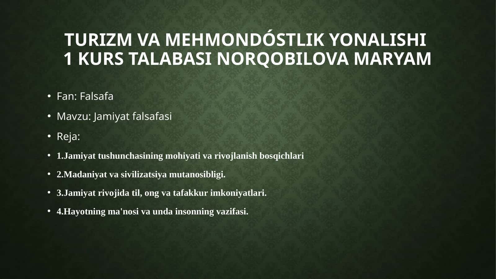 Jamiyat falsafasi 1