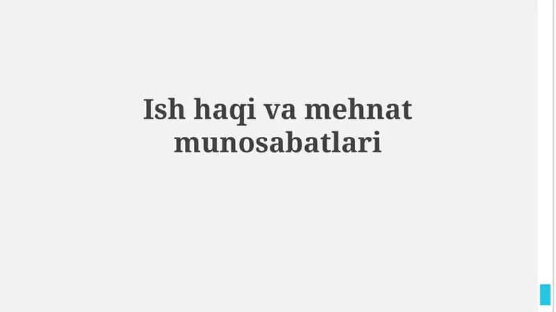 Mehnat huquqi va mehnat munosabatlariga kirish 1