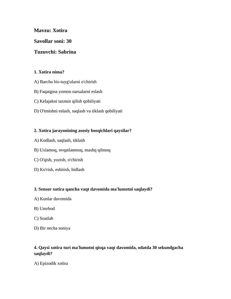 Xotira 1