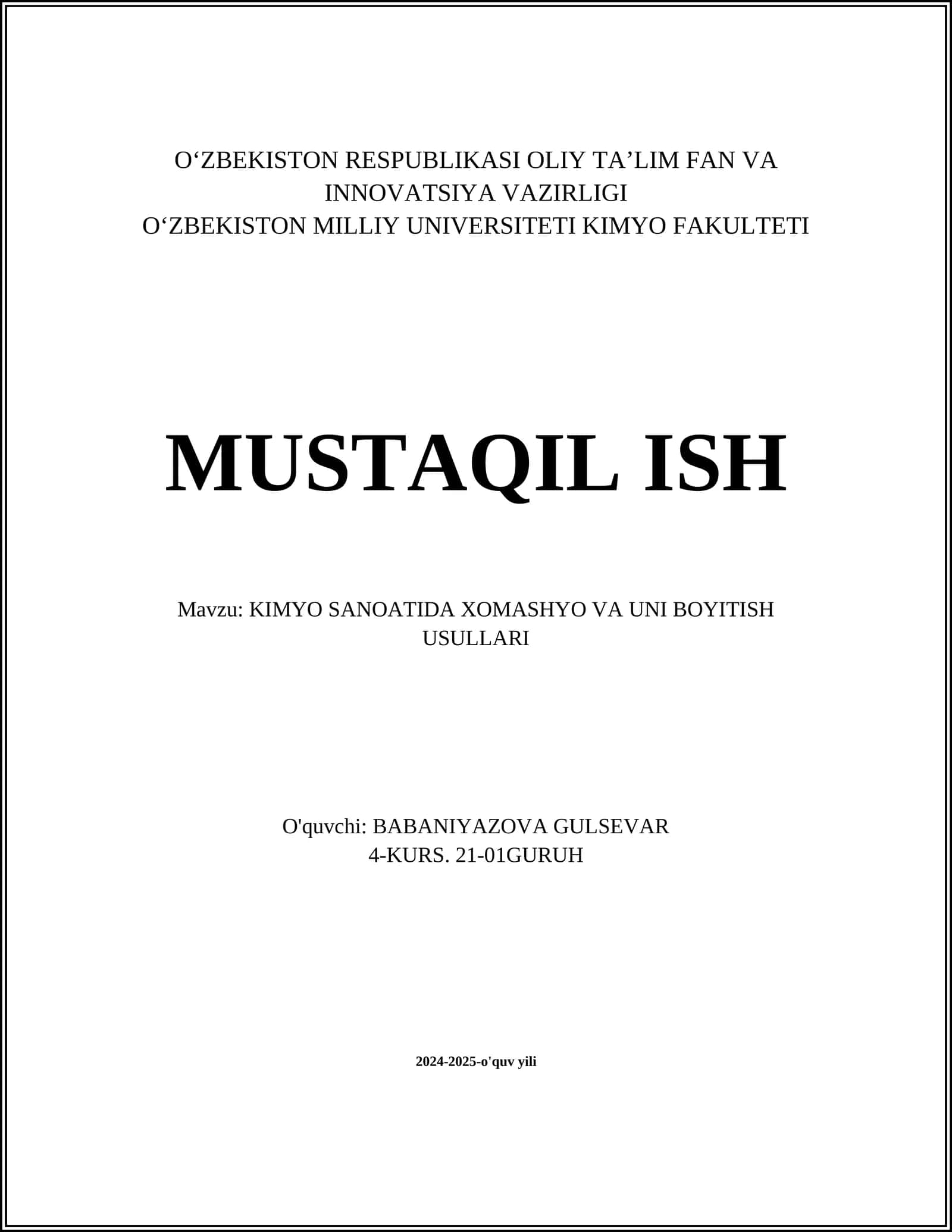 KIMYO SANOATIDA XOMASHYO VA UNI BOYITISH USULLARI 1
