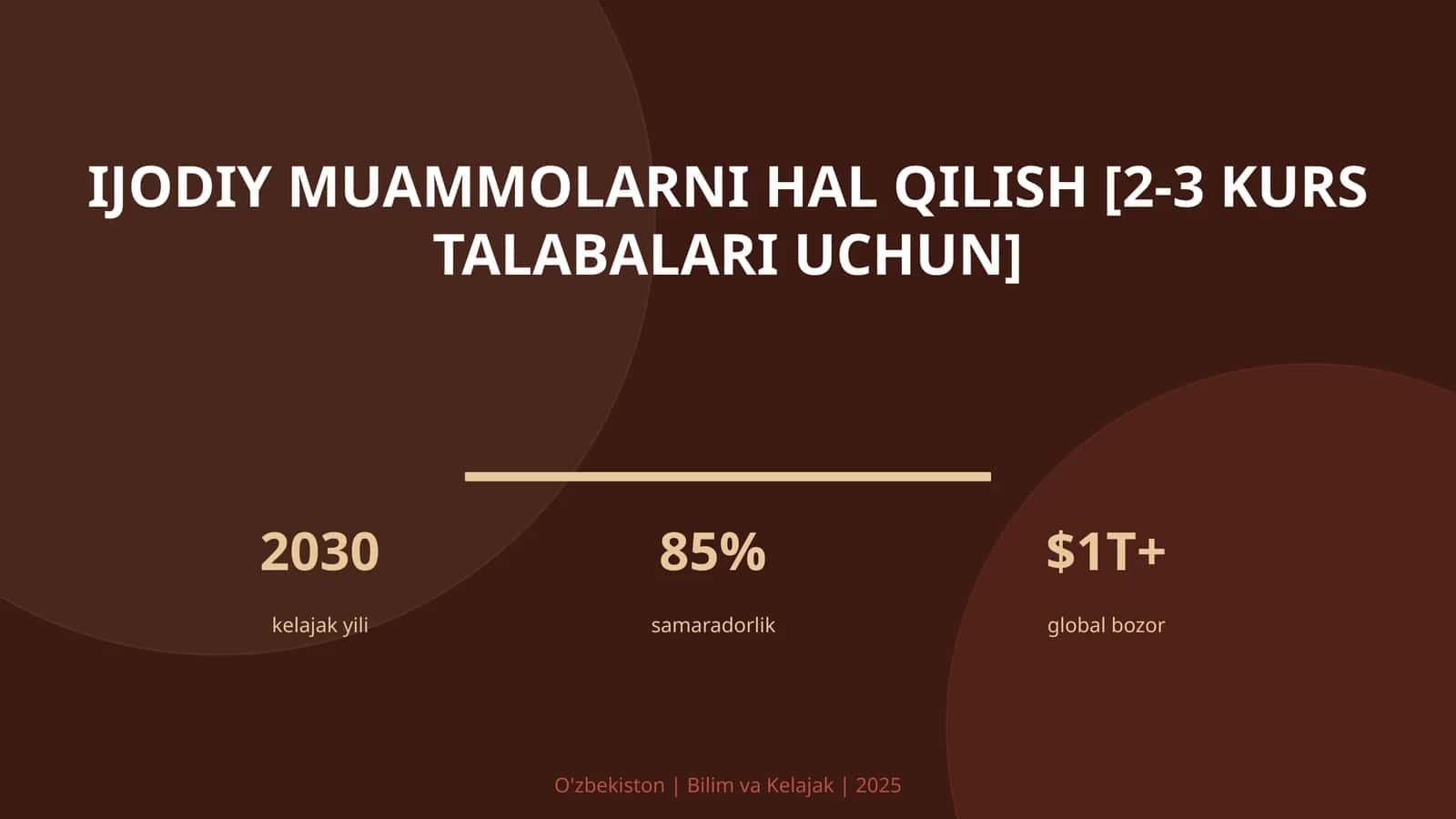 Ijodiy muammolarni hal qilish [2-3 kurs talabalari uchun] 1