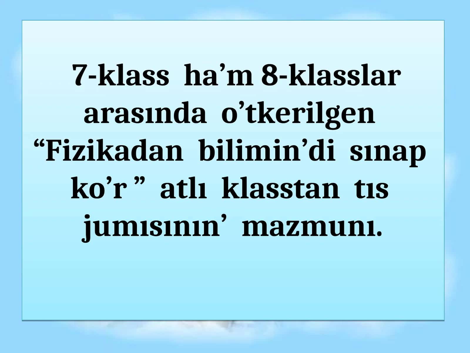 Fizikadan bilim sınap ko'r 1