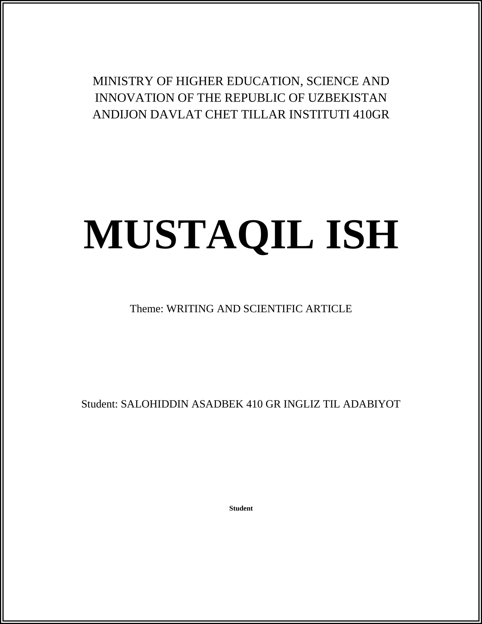 WRITING AND SCIENTIFIC ARTICLE 1