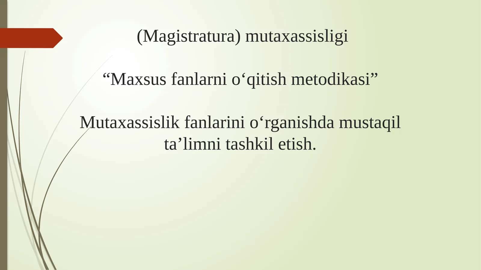 Magistratura Mutaxassisligi Maxsusfanlarnio'qitishmetodikasi 1