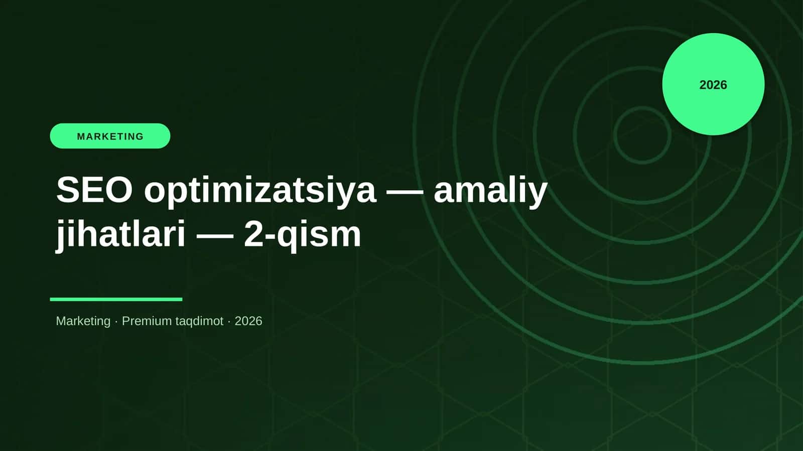 SEO optimizatsiya — amaliy jihatlari — 2-qism 1