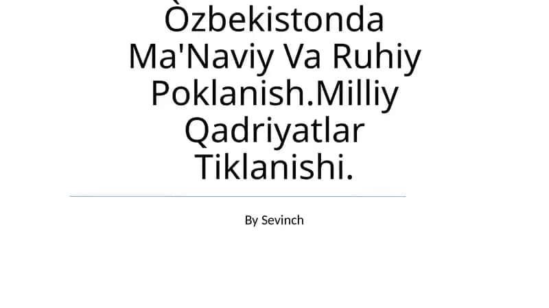 Òzbekistonda Ma'Naviy Va Ruhiy Poklanish 1
