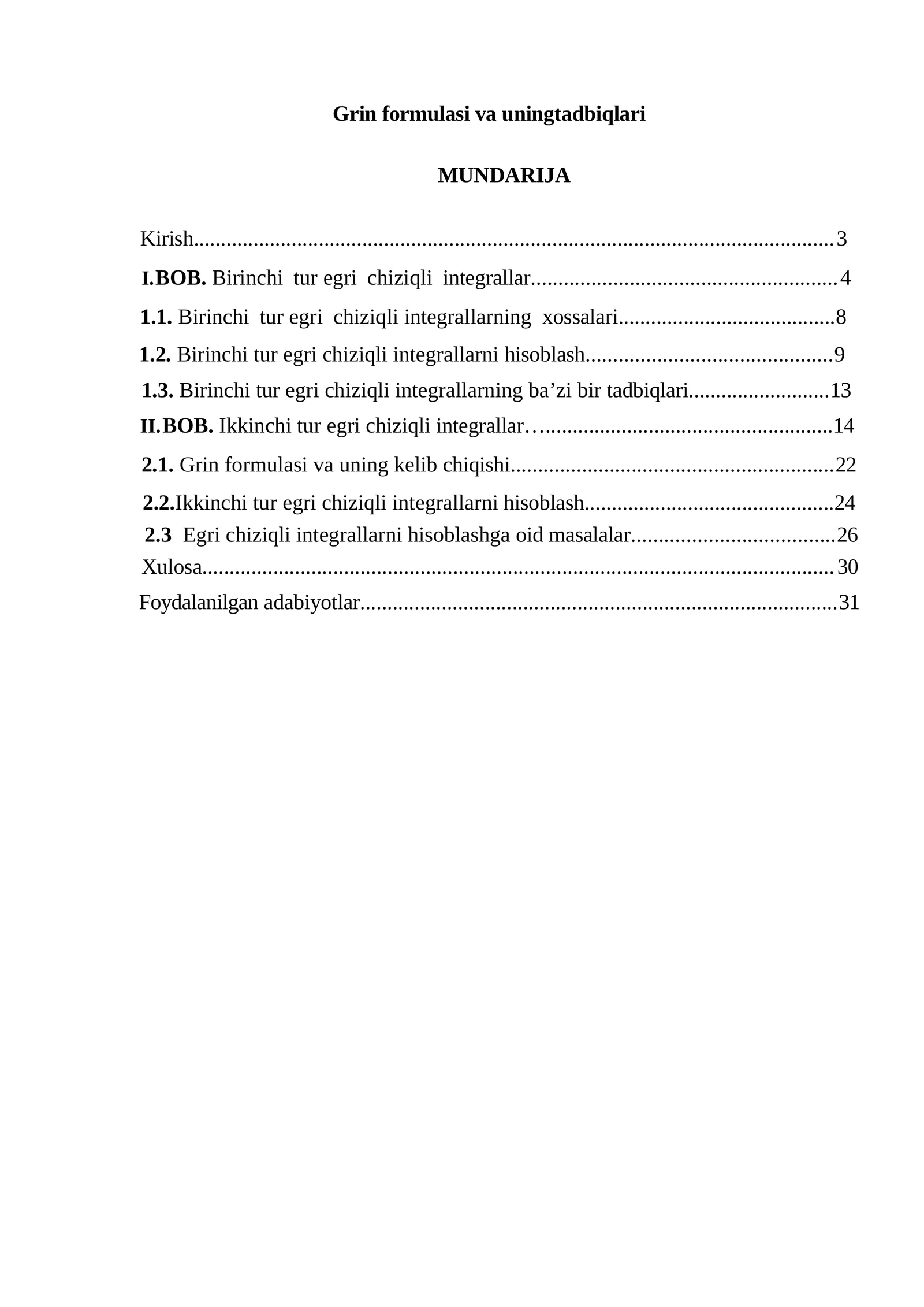 Grin formulasi va uningtadbiqlari 1