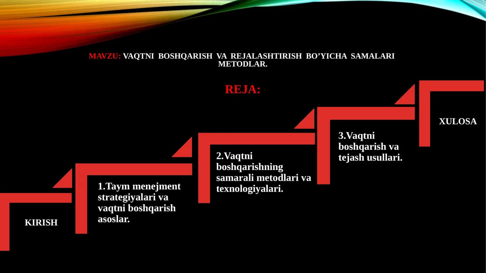 Vaqtni  boshqarish  va  rejalashtirish  bo’yicha  samalari  metodlar. 1