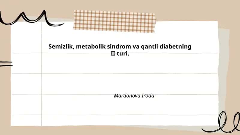 Semizlik, metabolik sindrom va qantli diabetning II turi 1