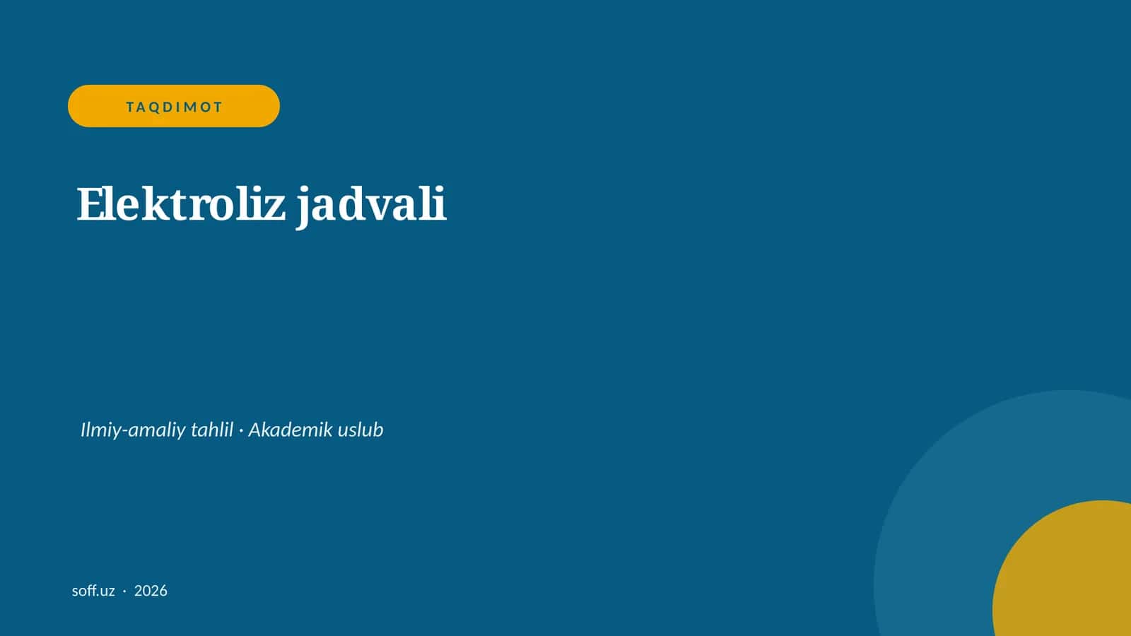 Elektroliz jadvali 1
